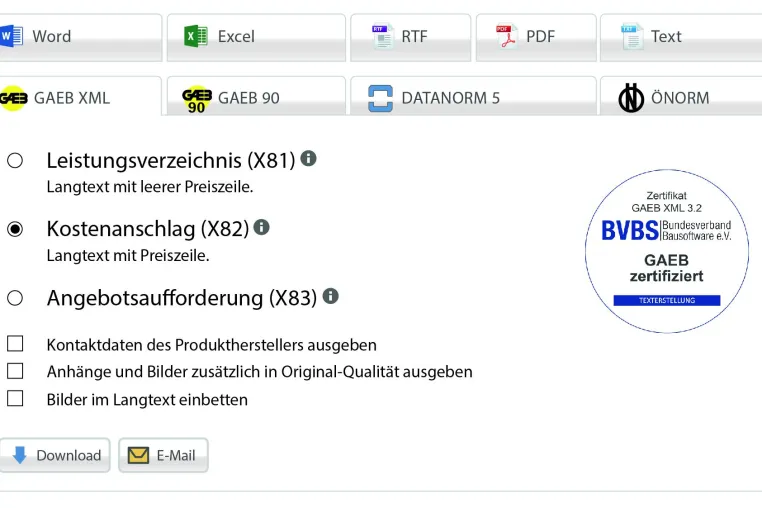 AUSSCHREIBEN.DE im Bereich „Textersteller“ GAEB-zertifiziert Bild: AUSSCHREIBEN.DE im Bereich „Textersteller“ GAEB-zertifiziert