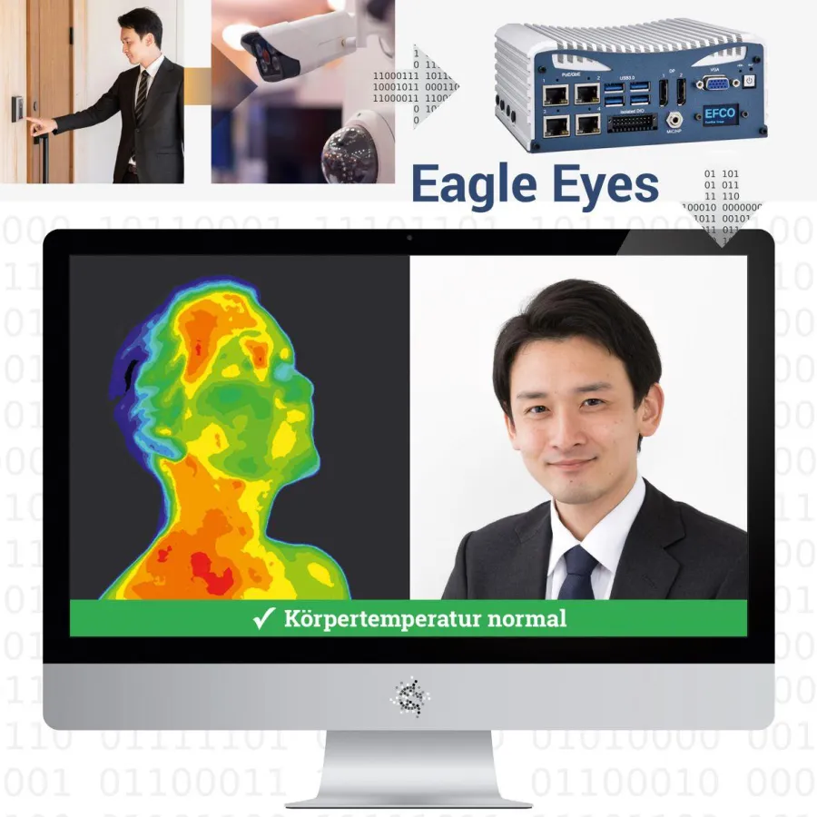 Die Person vor der Tür wird von zwei Kameras aufgenommen.