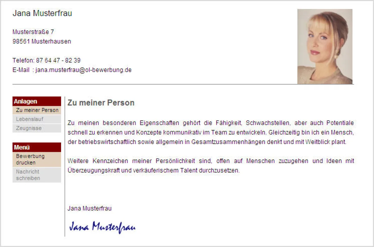 Online-Bewerbungsmappe