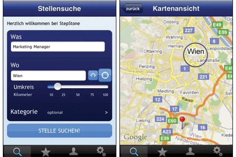 Mobile Jobsuche - StepStone.at veröffentlicht kostenlose "Job App" Bild: Mobile Jobsuche - StepStone.at veröffentlicht kostenlose "Job App"