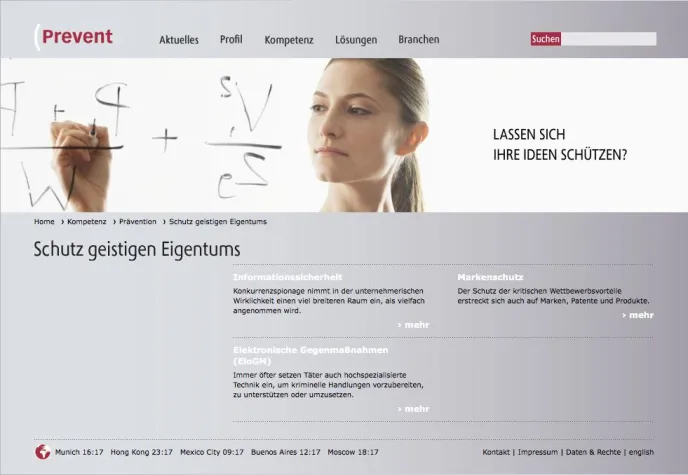 Bild: Die von northpole design entwickelte Website der Prevent AG ist online - prevent.ag