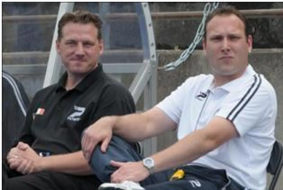 Michael Wolf (links) und Dirk Neumann verlassen am Saisonende das Stadion Lichterfelde