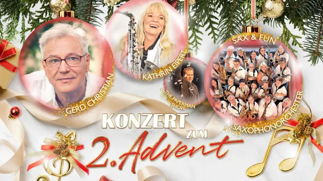Konzert zum 2. Advent 2025 mit Saxophonistin Kathrin Eipert und Orchester Bild: Konzert zum 2. Advent 2025 mit Saxophonistin Kathrin Eipert und Orchester
