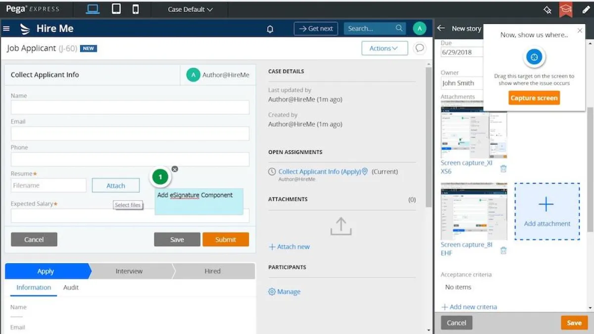 Benutzer können direkt in der Anwendung mit nur einem Klick Feedback geben. (Quelle: Pegasystems)