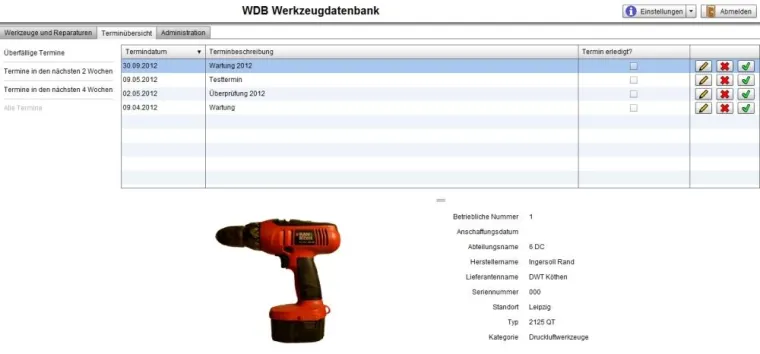 Bild: Werkzeugverwaltung mit erweitertem Funktionsumfang