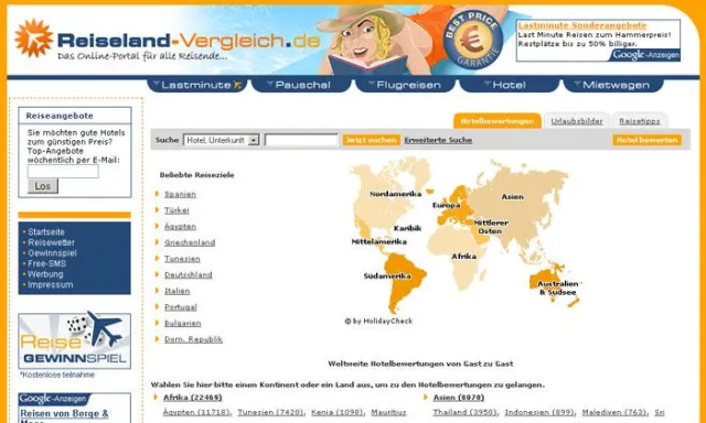 Bild: Neuheit auf dem Reisemarkt: Reiseland-Vergleich.de