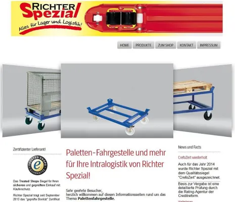Bild: Palettenfahrgestelle und ergonomische Zubehöre, Richter Spezial bietet mehr als 45 Serienmodelle an.