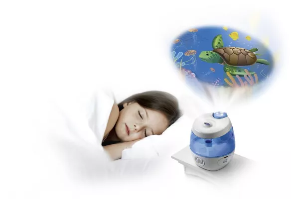 Bild: SweetDreams Ultraschall Luftbefeuchter von Wick®: wohltuender Schlaf für Kinder in der Erkältungszeit