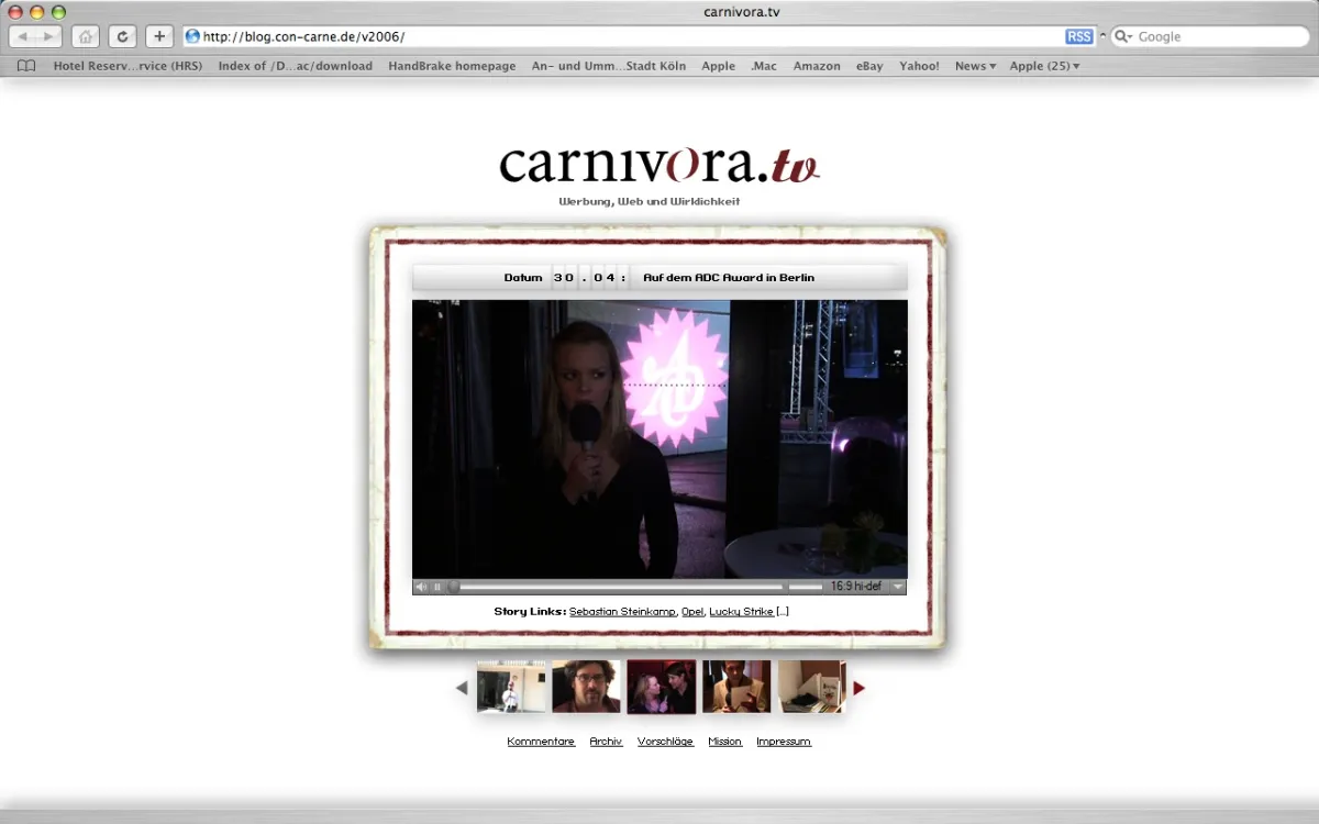 Werbung, Web und Wirklichkeit - der wöchentliche Videopodcast carnivora.TV