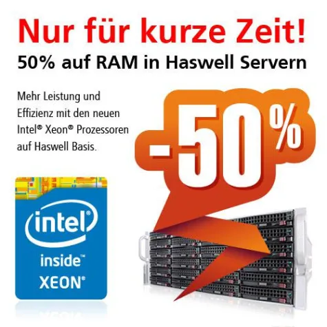 Bild: 50 Prozent Rabatt auf Speichermodule in Server Systemen mit den neuen Intel Haswell Prozessoren