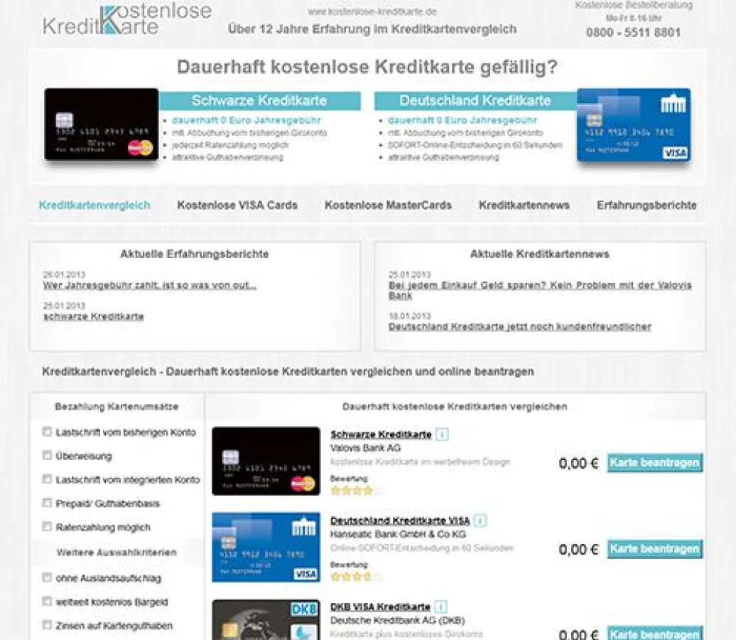 Relaunch: kostenlose-kreditkarte.de in neuer Gestalt