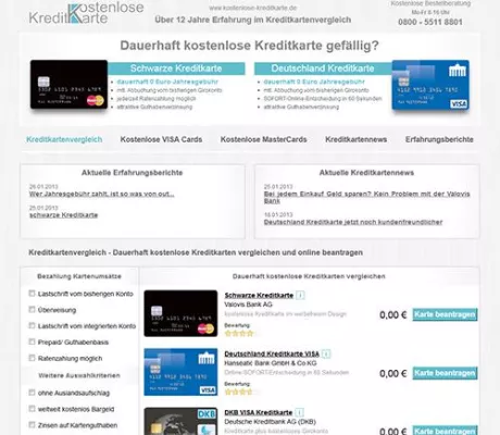 Bild: kostenlose-kreditkarte.de: Facelift für ein Internet-Urgestein