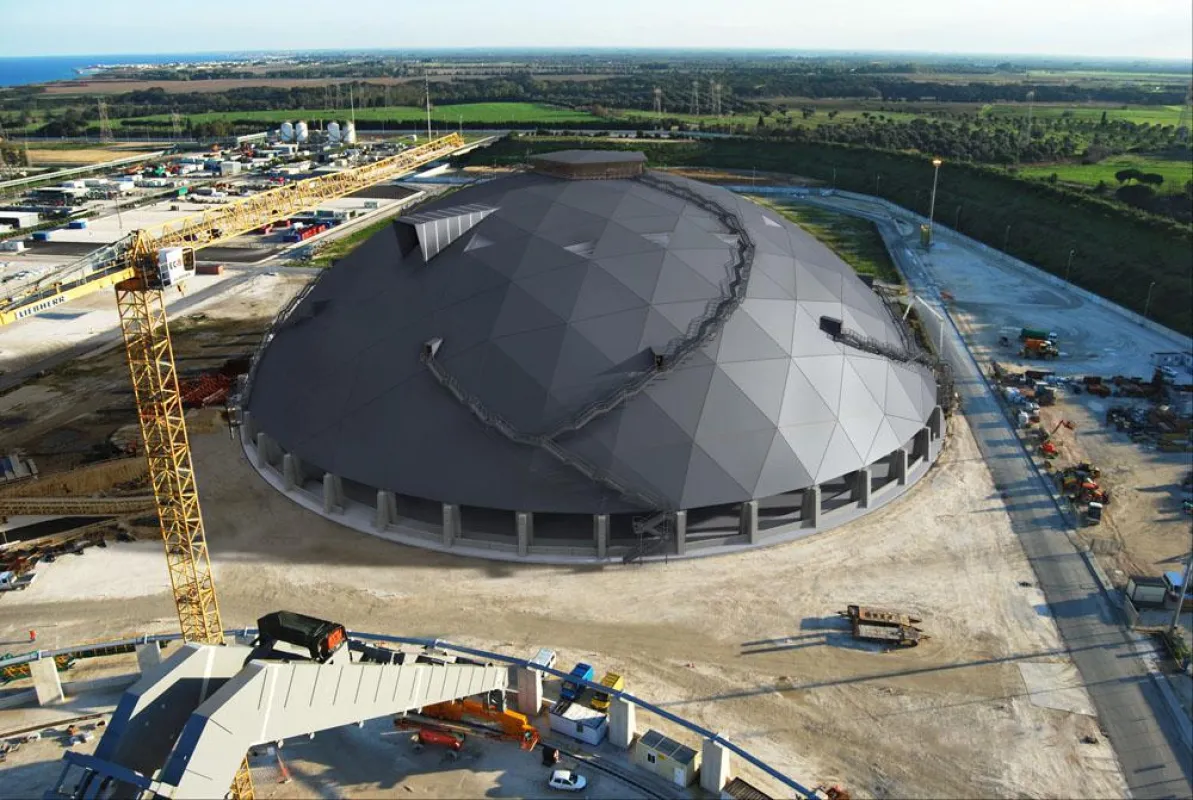 Rendering der Enel-Zentrale Federico II in Brindisi, Bild: Rubner Holzbau