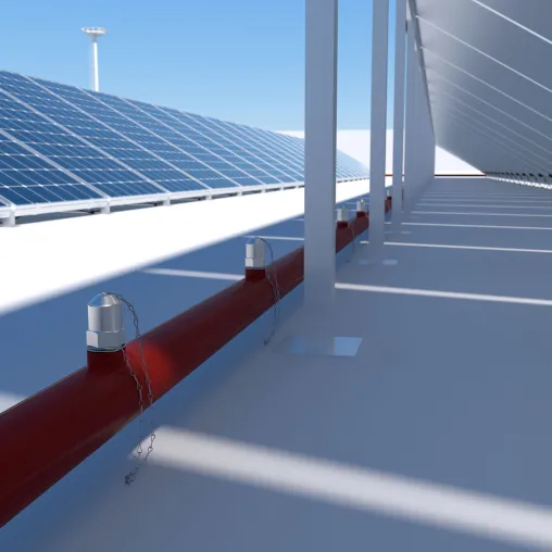Bild: Minimax präsentiert PVProtect – das erste VdS-anerkannte Löschsystem für Dachflächen mit Photovoltaikanlagen