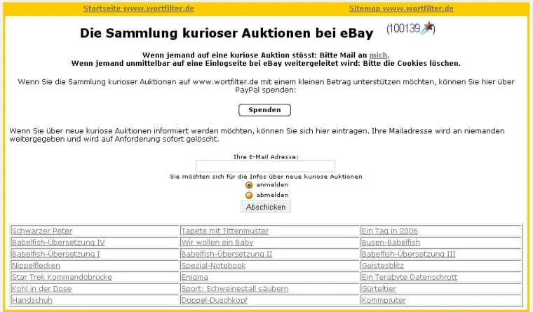 Bild: Wortfilter.de: Die kuriosesten eBay-Auktionen - endlich gesammelt