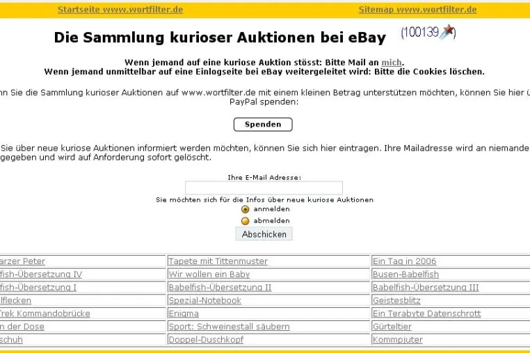 Bild: Wortfilter.de: Die kuriosesten eBay-Auktionen - endlich gesammelt