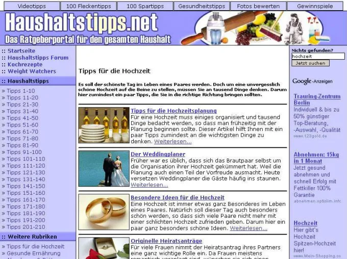 Bild: Haushaltstipps.net - Ausführlicher Ratgeber zum Thema Hochzeit