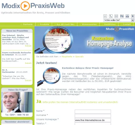 Bild: Modix PraxisWeb integriert weitere Tools in Arzthomepages/Praxis-Websites