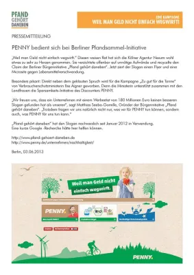 Bild: PENNY klaut Slogan von Berliner Pfandsammel-Initiative