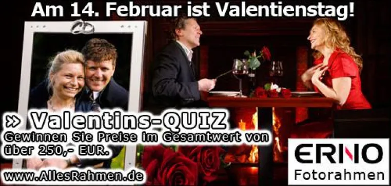 Das Quiz für Verliebte – AllesRahmen startet Gewinnspiel zum Valentinstag Bild: Das Quiz für Verliebte – AllesRahmen startet Gewinnspiel zum Valentinstag