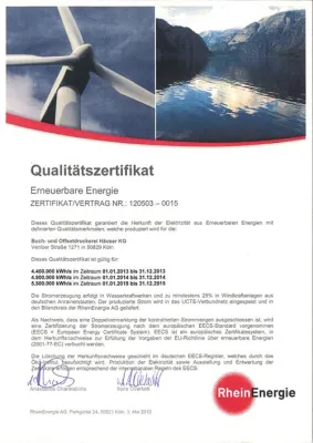 Bild: Buch- und Offsetdruckerei Häuser KG produziert ab sofort nur noch mit Elektrizität aus erneuerbaren Energien