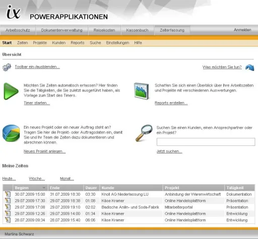 Bild: United Planet ermöglicht Erfassung von Arbeitszeiten direkt im Browser