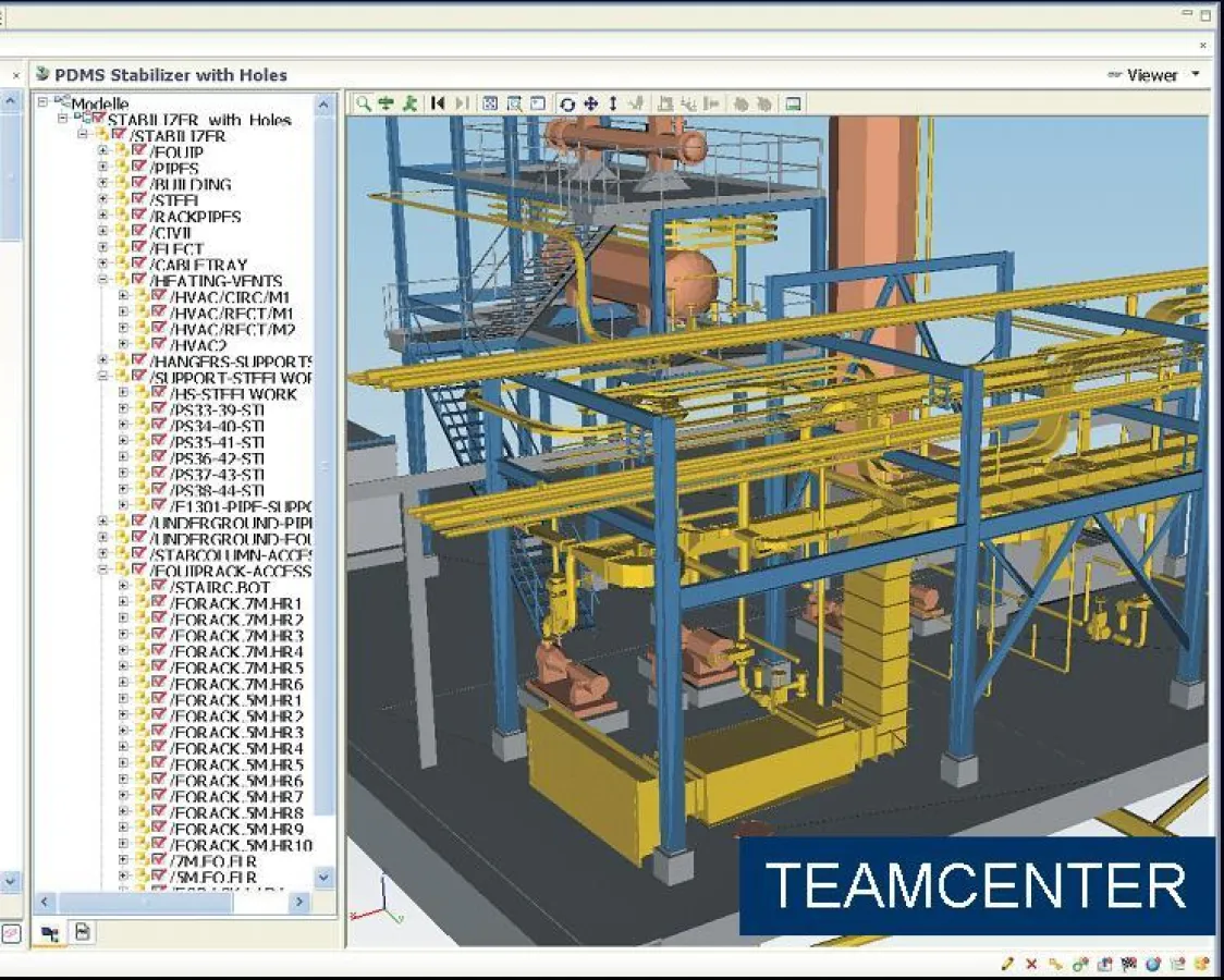 3D-Anlage aus PDMS in TEAMCENTER von SIEMENS