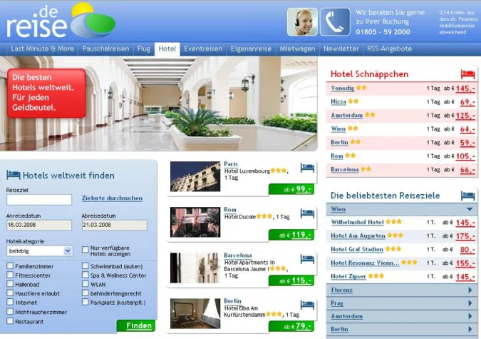 Bild: Kooperation mit Booking.com - reise.de erweitert Hotelangebot