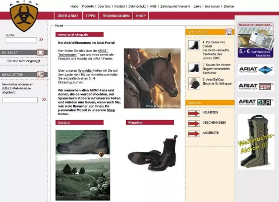 Bild: Ariat-Shop.de - ECOPLAN realisiert Online-Shop für weltweit führenden Reitschuh-Hersteller ARIAT