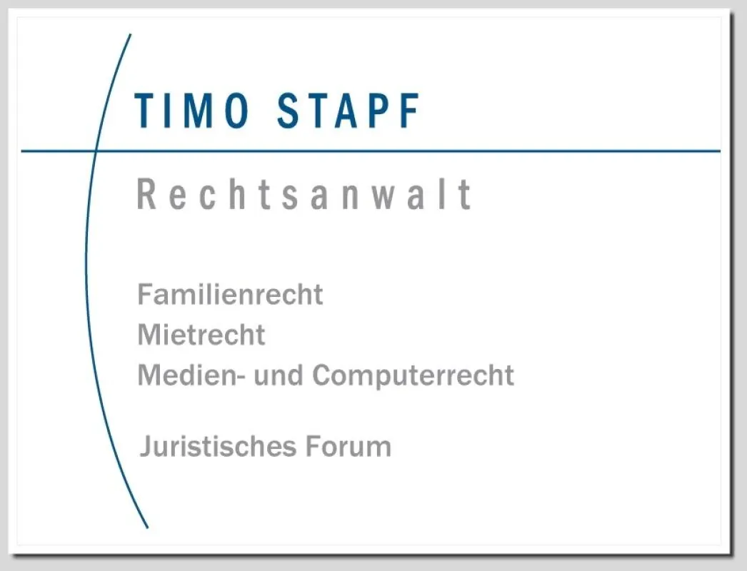 Rechtsanwalt Timo Stapf aus Mannheim betreibt eine zivilrechtlich ausgerichtete Kanzlei im Süden Mannheims: Telefon 0621 / 855651