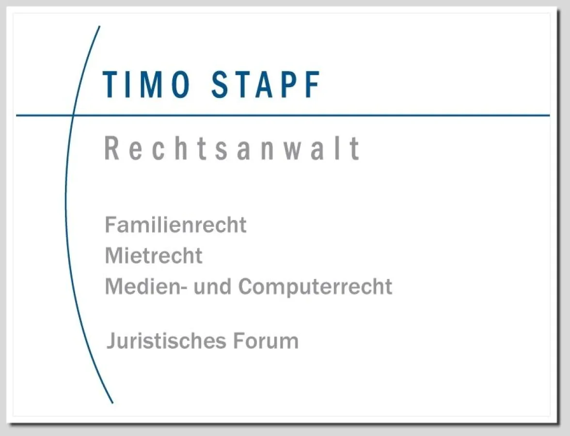 Rechtsanwalt Timo Stapf aus Mannheim betreibt eine zivilrechtlich ausgerichtete Kanzlei im Süden Mannheims: Telefon 0621 / 855651