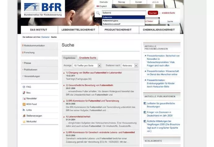 Relaunch des BfR-Internetauftritts mit SixCMS Bild: Relaunch des BfR-Internetauftritts mit SixCMS