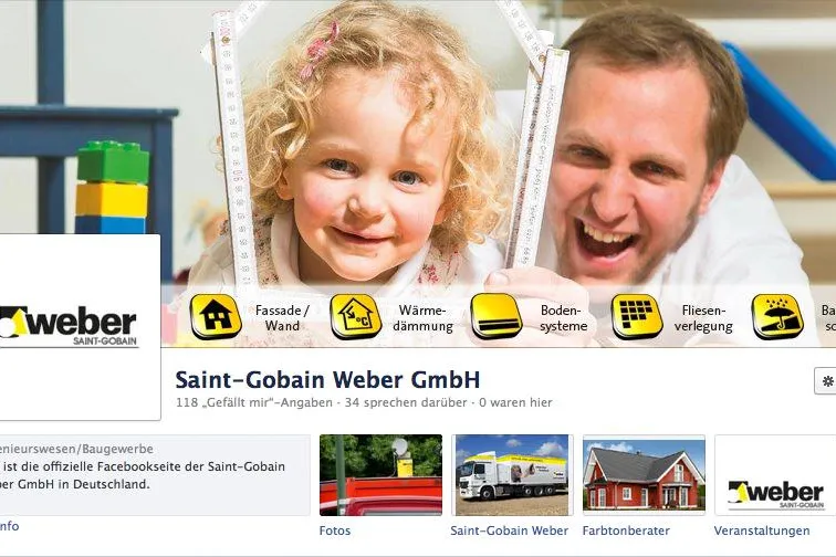 Saint-Gobain Weber startet offizielle Facebook-Seite Bild: Saint-Gobain Weber startet offizielle Facebook-Seite