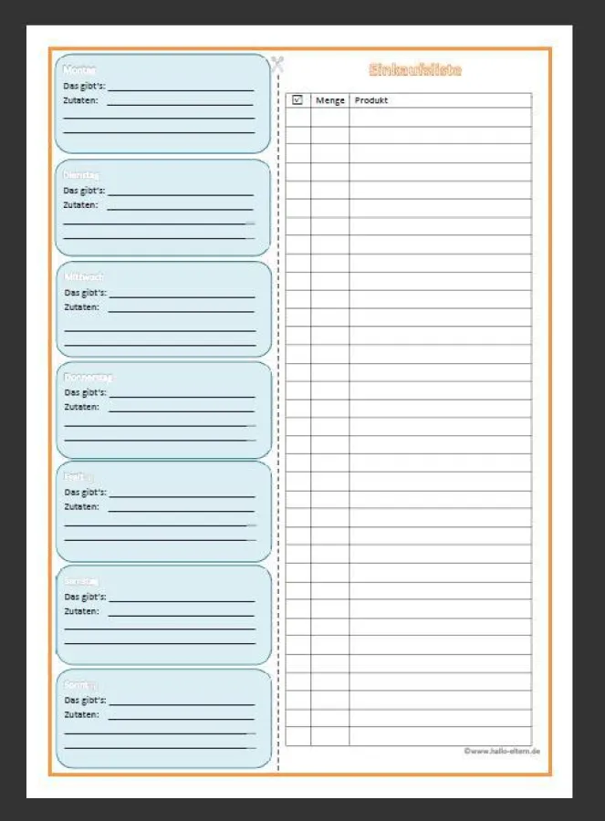 Kostenlose Planungshilfen für den Wocheneinkauf