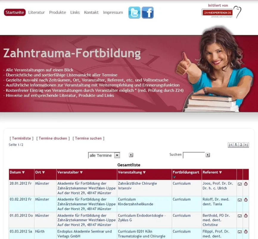 Bild der Website Zahntrauma-Fortbildung