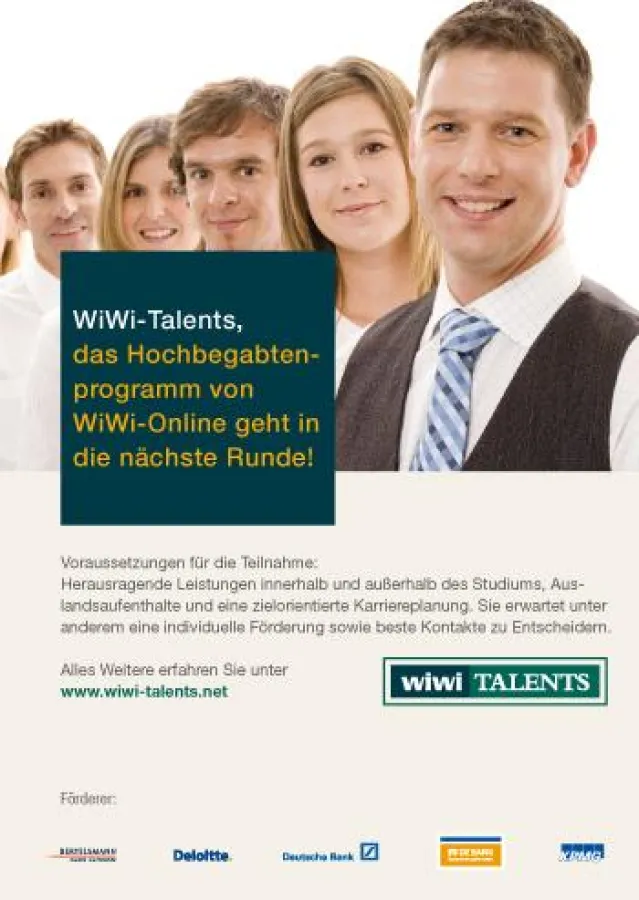 Das erfolgreiche WiWi-Talents Programm geht in eine neue Runde: Bewerbung ab jetzt!