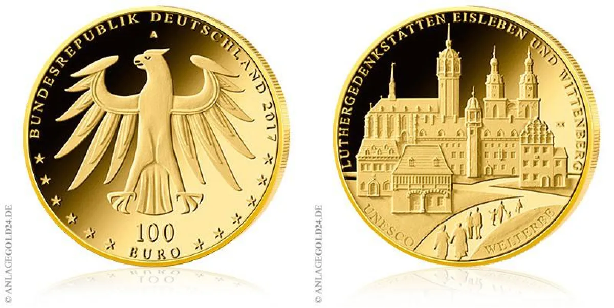 Goldmünze 100 Euro Luthergedenkstätten 2017 Deutschland