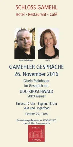 Bild: Bei Wismar:Gamehler Gespräche am 26.11.2016 Gisela Steinhauer im Gespräch mit Udo Kroschwald ( SOKO Wismar)