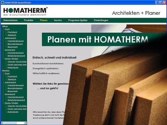 Bild: Planungssoftware für Holz- und Zellulosedämmung: Der digitale Bauteil-Finder von HOMATHERM jetzt zum download