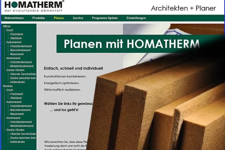 Bild: Planungssoftware für Holz- und Zellulosedämmung: Der digitale Bauteil-Finder von HOMATHERM jetzt zum download