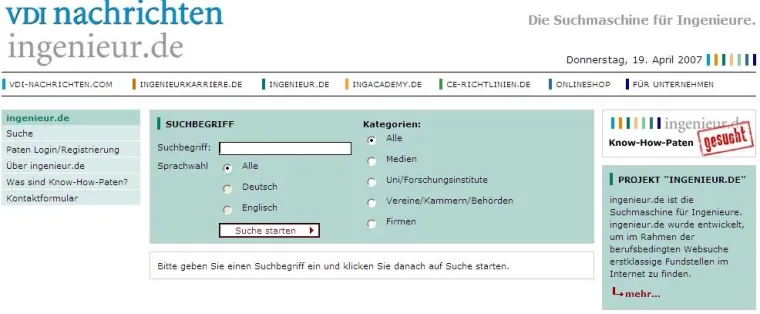 Neue Google-Alternative: ingenieur.de speziell für Ingenieure Bild: Neue Google-Alternative: ingenieur.de speziell für Ingenieure