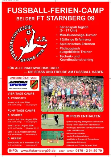FT Starnberg 09 bietet Kindern und Jugendlichen zwischen 6 und 17 Jahren eine Ferienbetreuung voller Spiel und Sport Bild: FT Starnberg 09 bietet Kindern und Jugendlichen zwischen 6 und 17 Jahren eine Ferienbetreuung voller Spiel und Sport