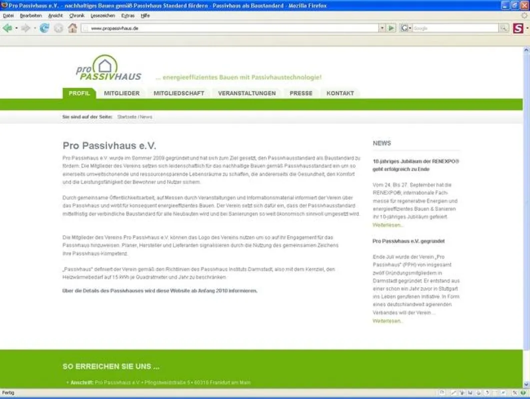 Neue Internetpräsenz: Unter www.propassivhaus.de erhalten Interessierte schnell und einfach Informationen zum Thema 