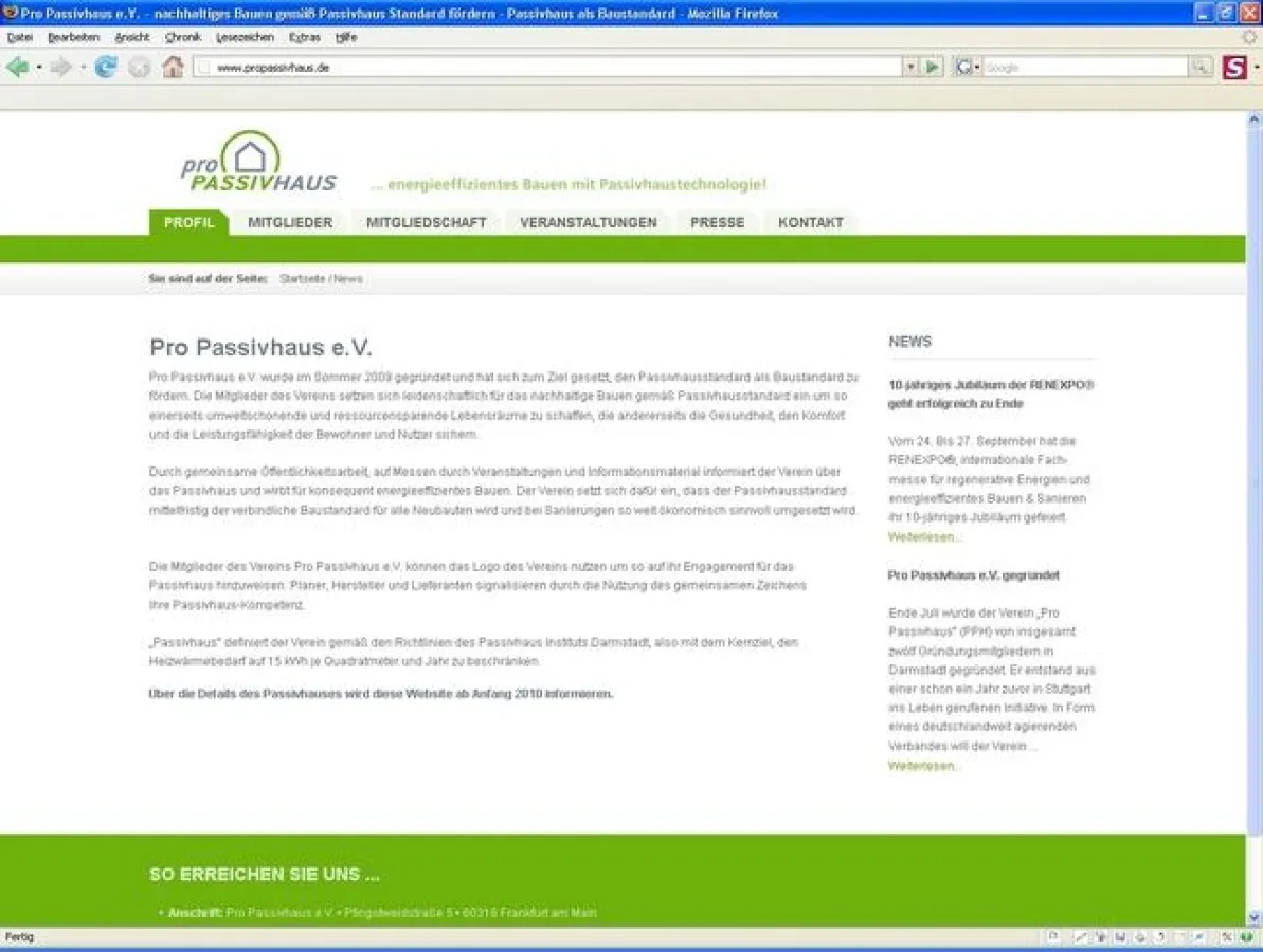 Neue Internetpräsenz: Unter www.propassivhaus.de erhalten Interessierte schnell und einfach Informationen zum Thema