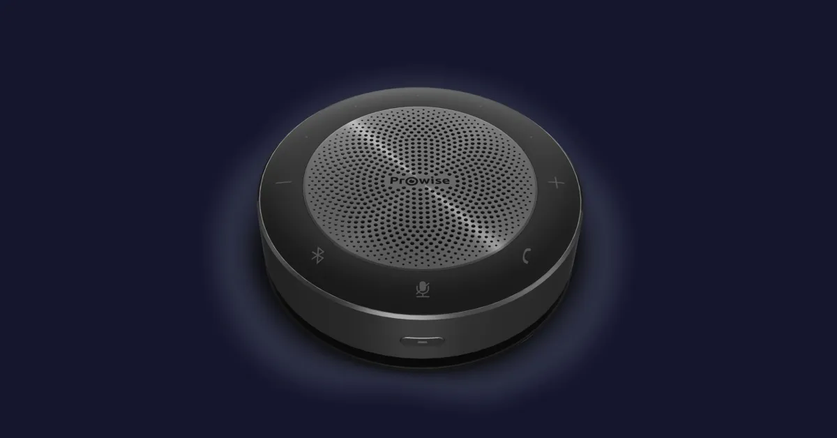 Das neue kabellose Prowise Speakerphone sorgt für noch bessere Tonqualität bei hybriden Konferenzen. (© Prowise GmbH)