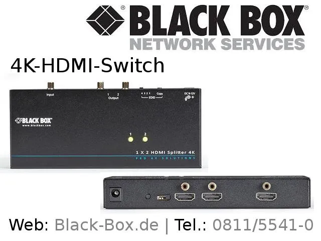 Bild: 4K-HDMI-Splitter von Black Box überträgt UHD-Videosignale auf bis zu 8 UltraHD-Screens