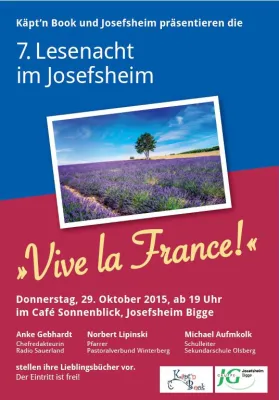 Bild: 7. Lesenacht im Josefsheim: Motto: 'Vive la France' – Prominente stellen ihre Lieblingsbücher vor