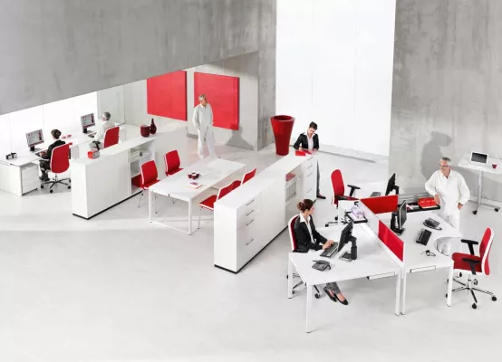 Bild: Flexibel und vielseitig kombinierbar: das neue SATEC-Möbelsystem für jedes Büro