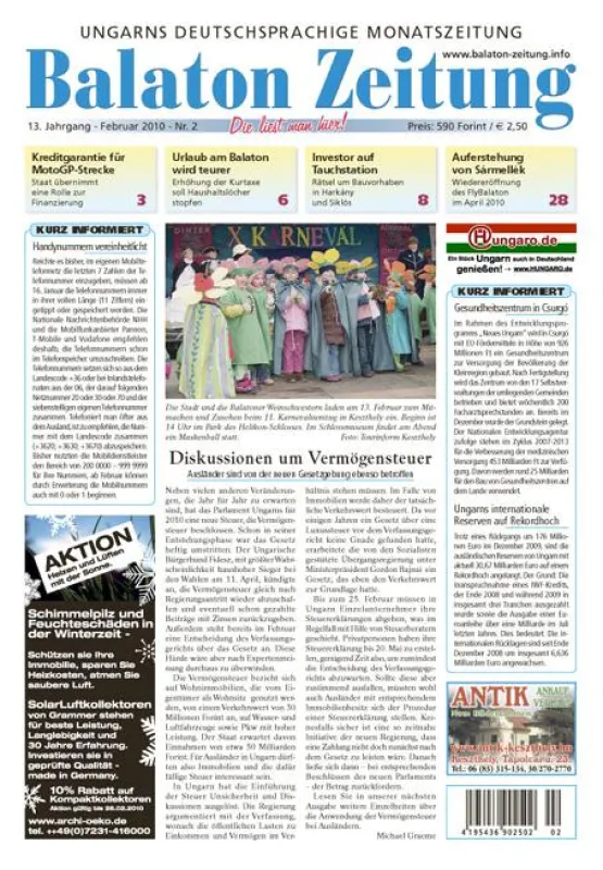 Balaton Zeitung, Ausgabe Februar 2010
