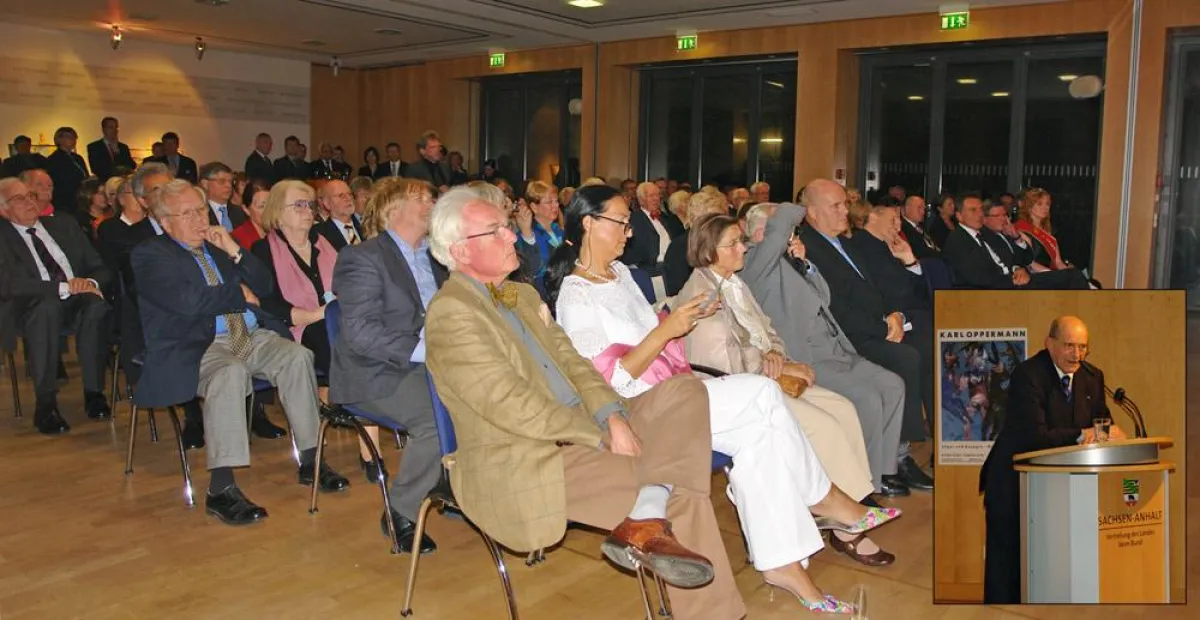 Empfang anlässlich des bevorstehenden 80. Geburtstags des Kunststifters Karl Oppermann in der Landesvertretung in Berlin.